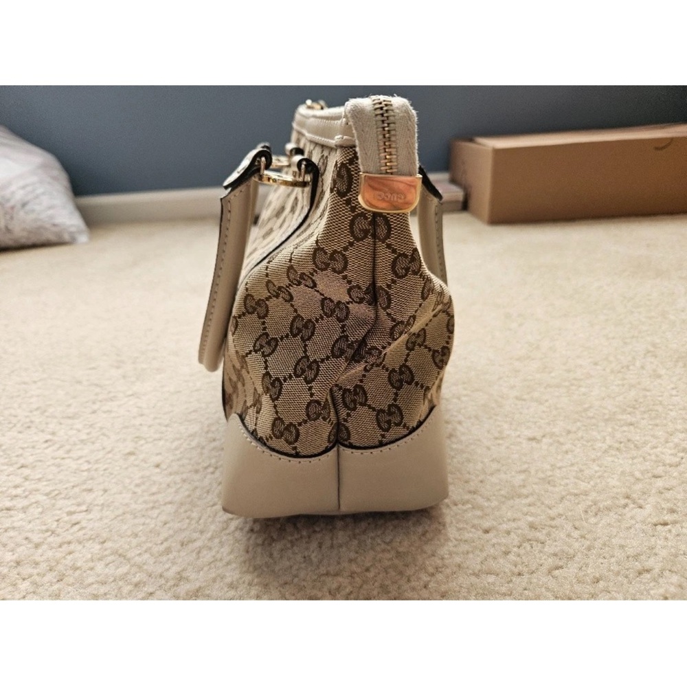 💕GUCCI Logo GG Running Shoulder Tote Bag Canvas Leather Beige GHW - Picture 5 of 16
